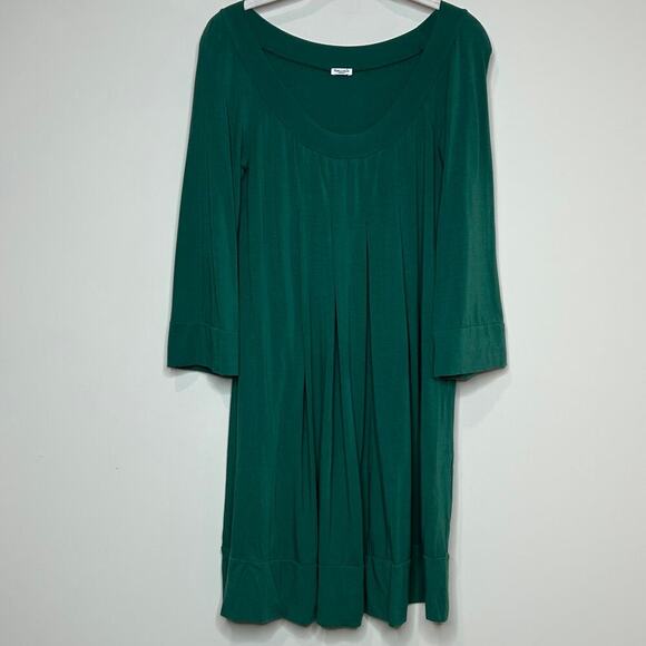 Splendid Green Pleated Babydoll Trapeze Dress Size M Pima Cotton Modal Tunic - Picture 1 of 9